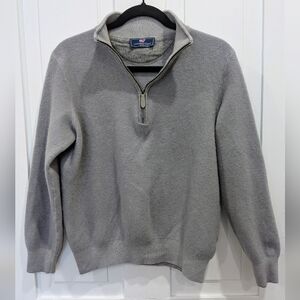 Vineyard Vines Classic Gray Quarter-Zip Cashmere Sweater | Small